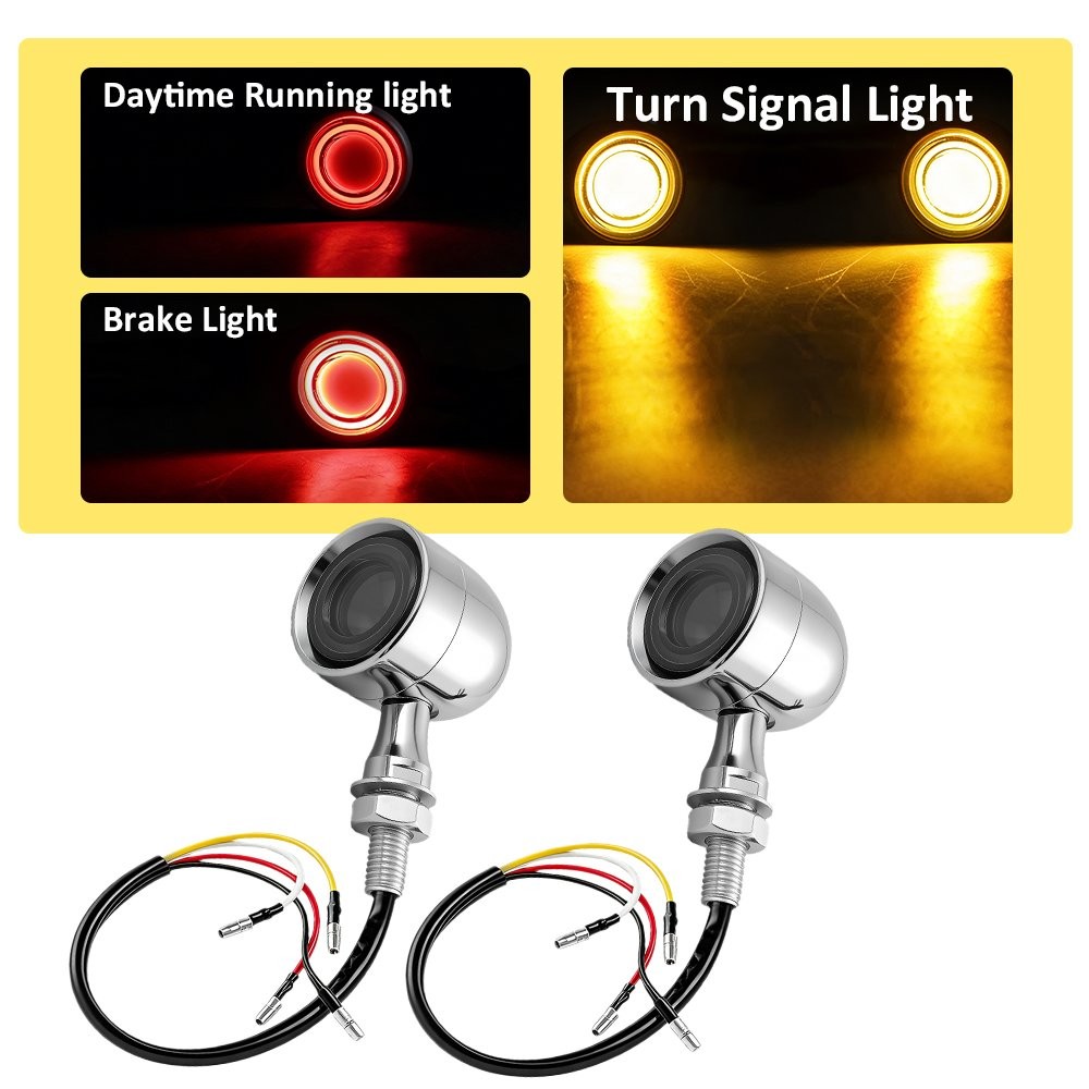 Chrome Motorcycle LED Turn Signal Blinker Brake Running Lights For Harley 2-6X