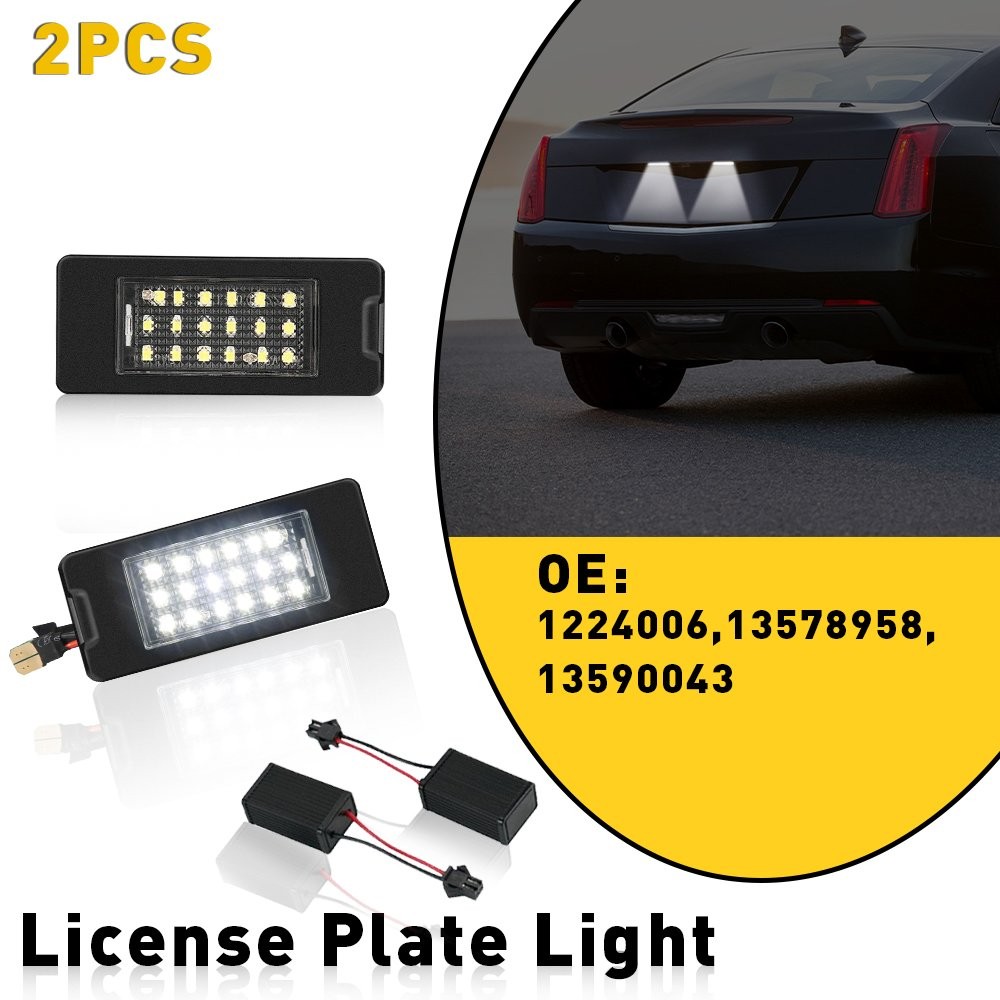 2x 18-LED White License Plate Light 2015-2019 For Cadillac ATS Escalade ESV New