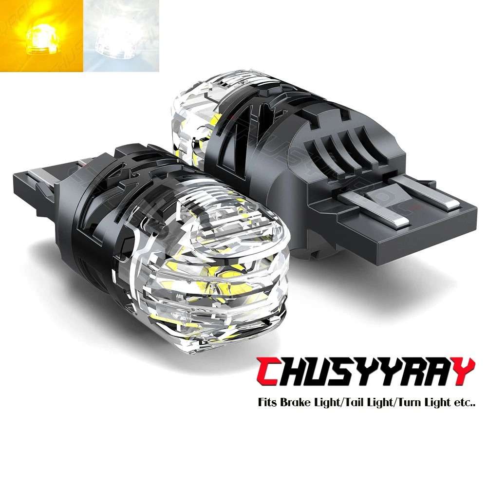 White/Amber High Power 16-SMD 7443 Switchback LED Bulbs FIT Turn Signal Lights