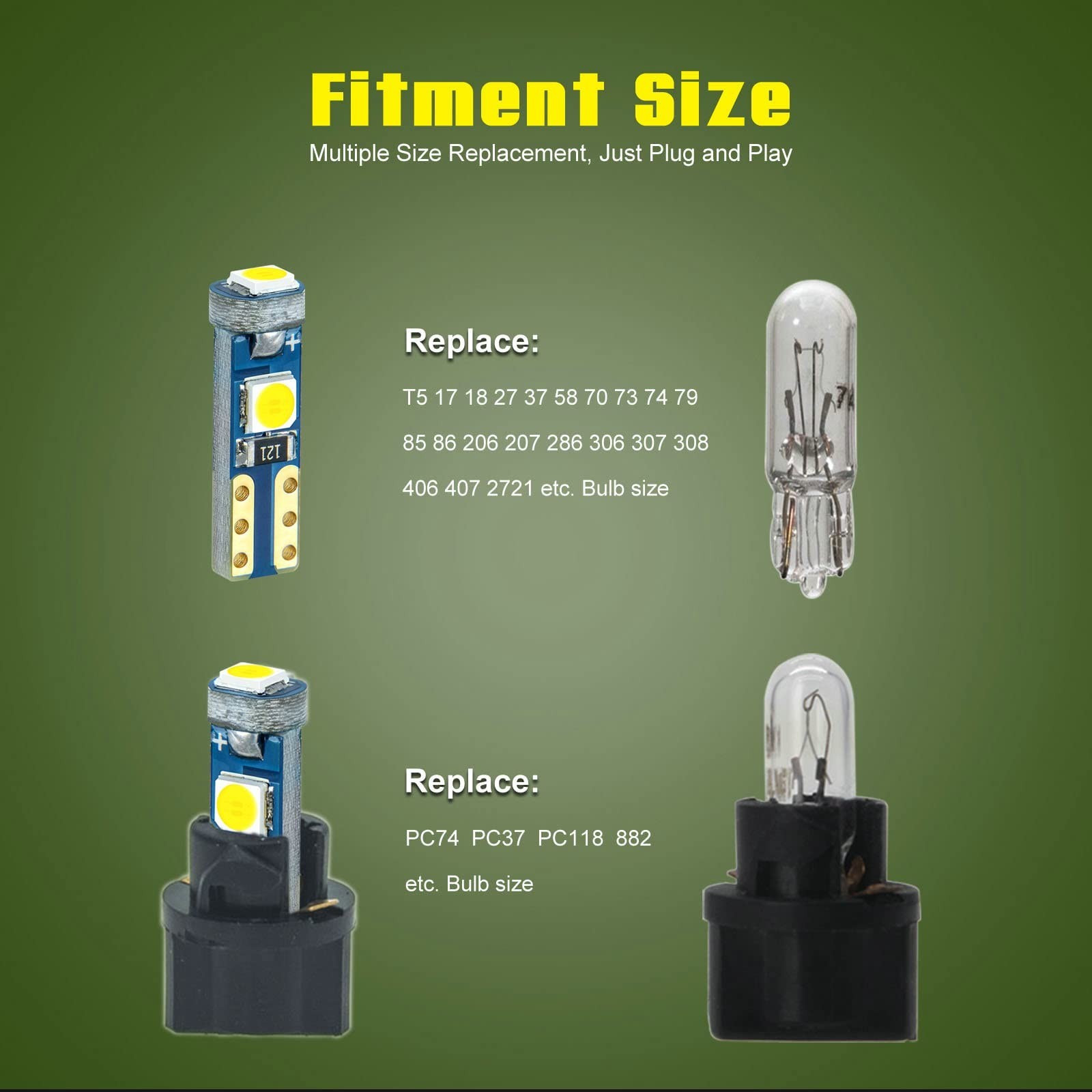 Bright White LED Dashboard Instrument Light | 12V Socket Replacement for T5 T10