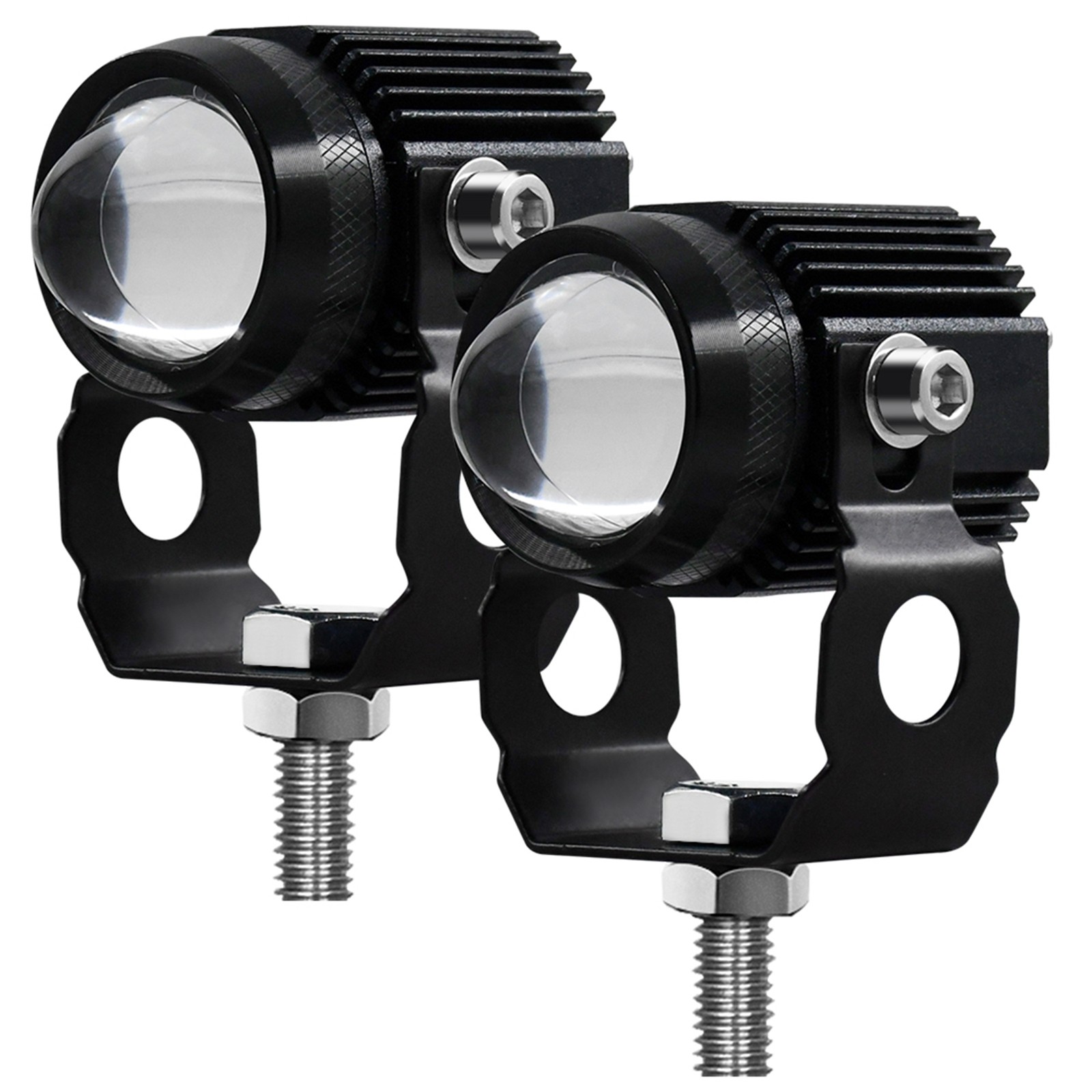 2Pcs Motorcycle LED Driving Light Aluminum Housing Efficient Heat Dissipation