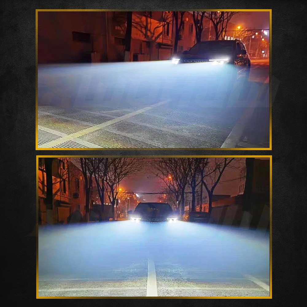 LED Headlight For Can-Am Defender HD5 HD8 HD10 Combo Bulbs H11+H11 Light w/ Fan