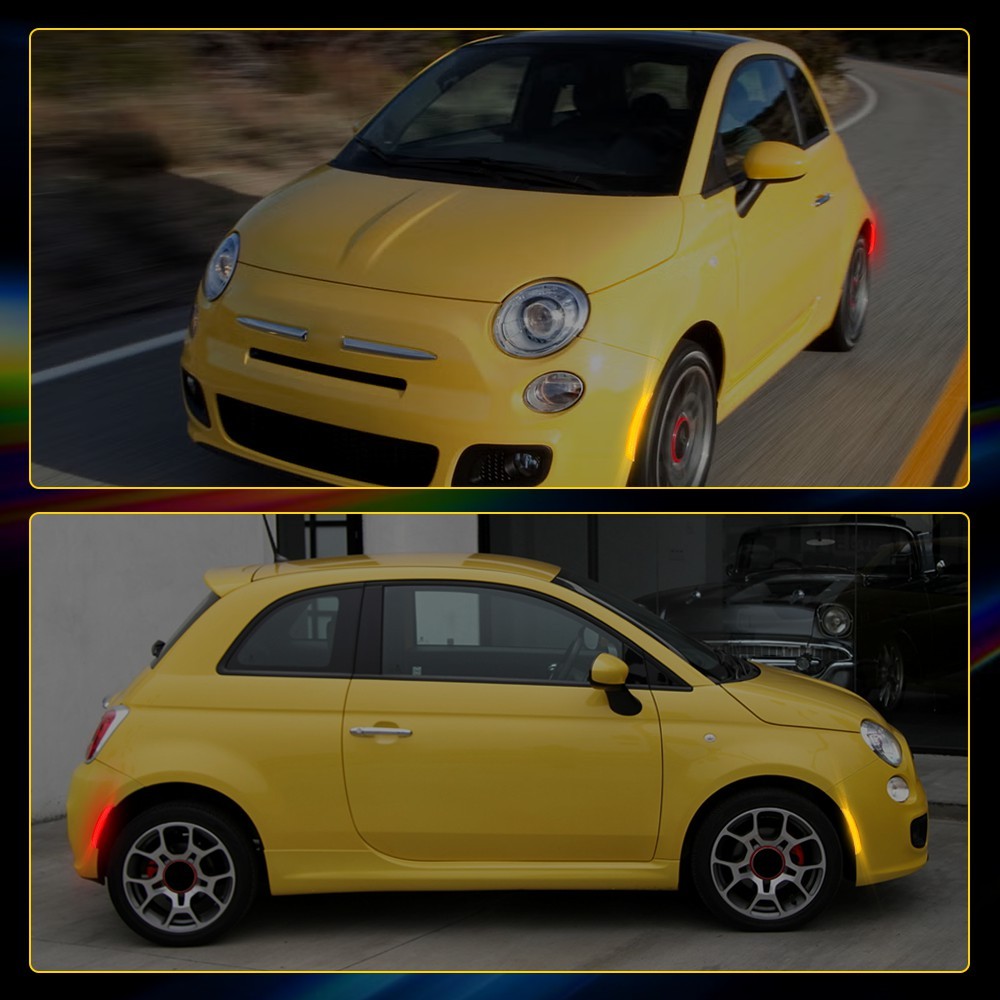 For 2012-19 Fiat 500 LED Front Rear Side Marker Light Assembly Amber & Red Lens