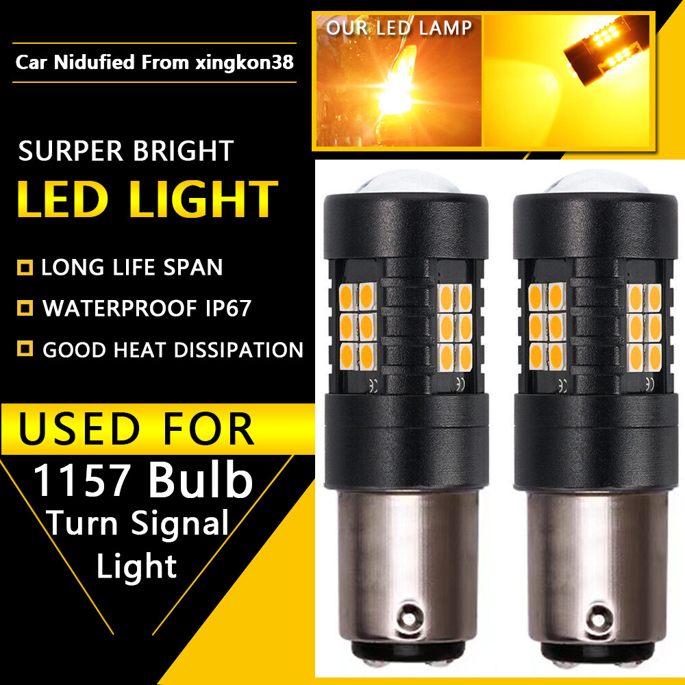 1Pair 1157 Amber/White/Red LED Turn Signal Indicator Parking Light Bulbs CANBUS