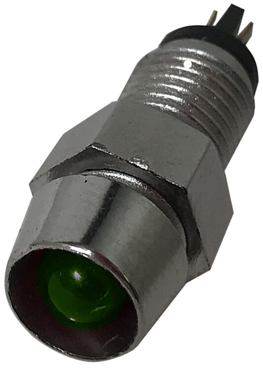 5 Pack of Universal 12V Green LED Lamp Dash Panel Pilot Indicator Light – Chrome
