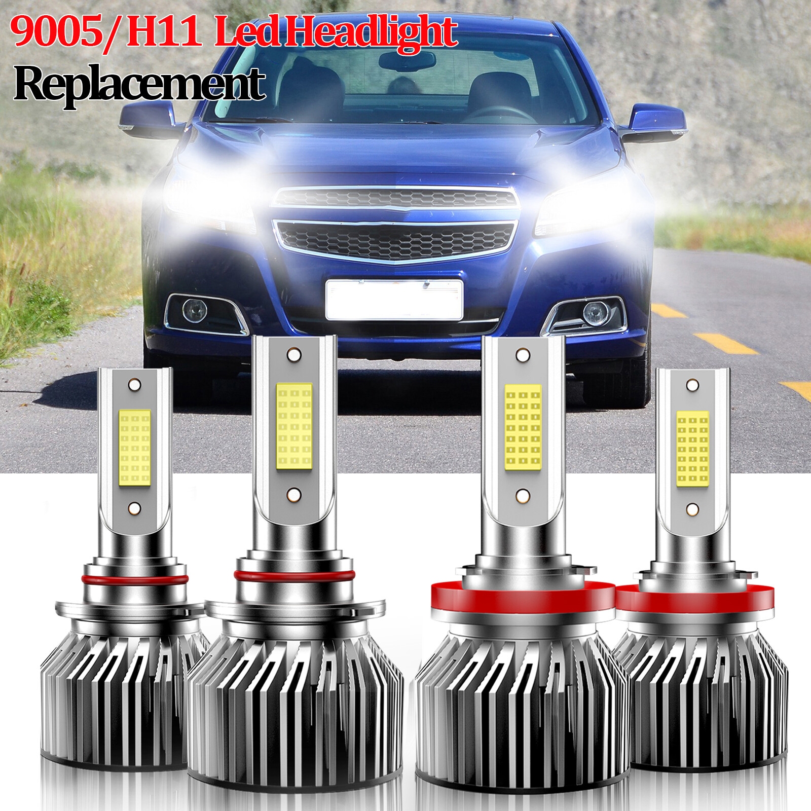 For Chevrolet Malibu 2013-2021 Combo LED Headlight Bulbs 9005+H11 High/Low Beam