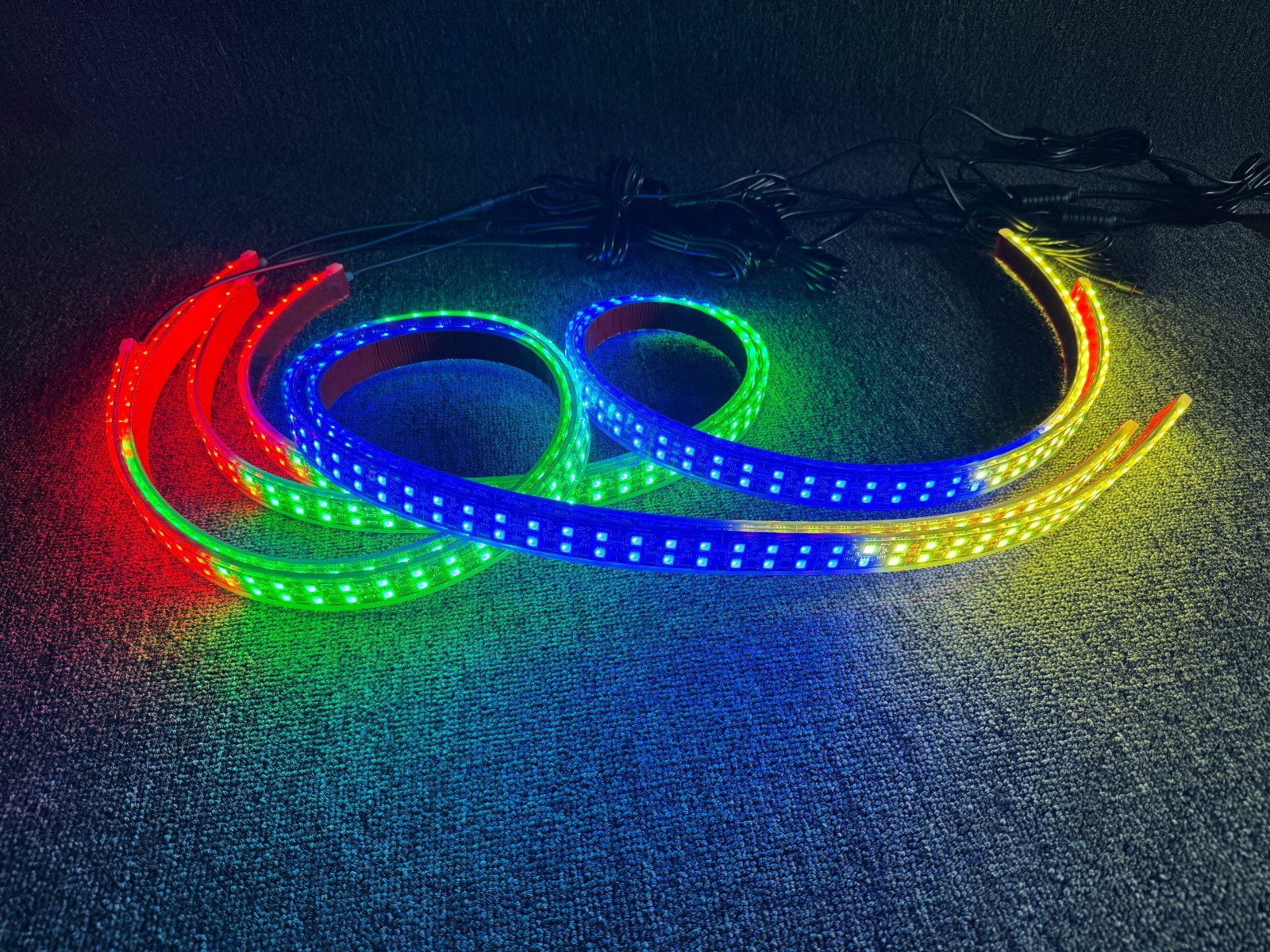 Dream Color Double Row 2x 4FT +2x 6.5FT CHASING Underglow Light Bluetooth Strips