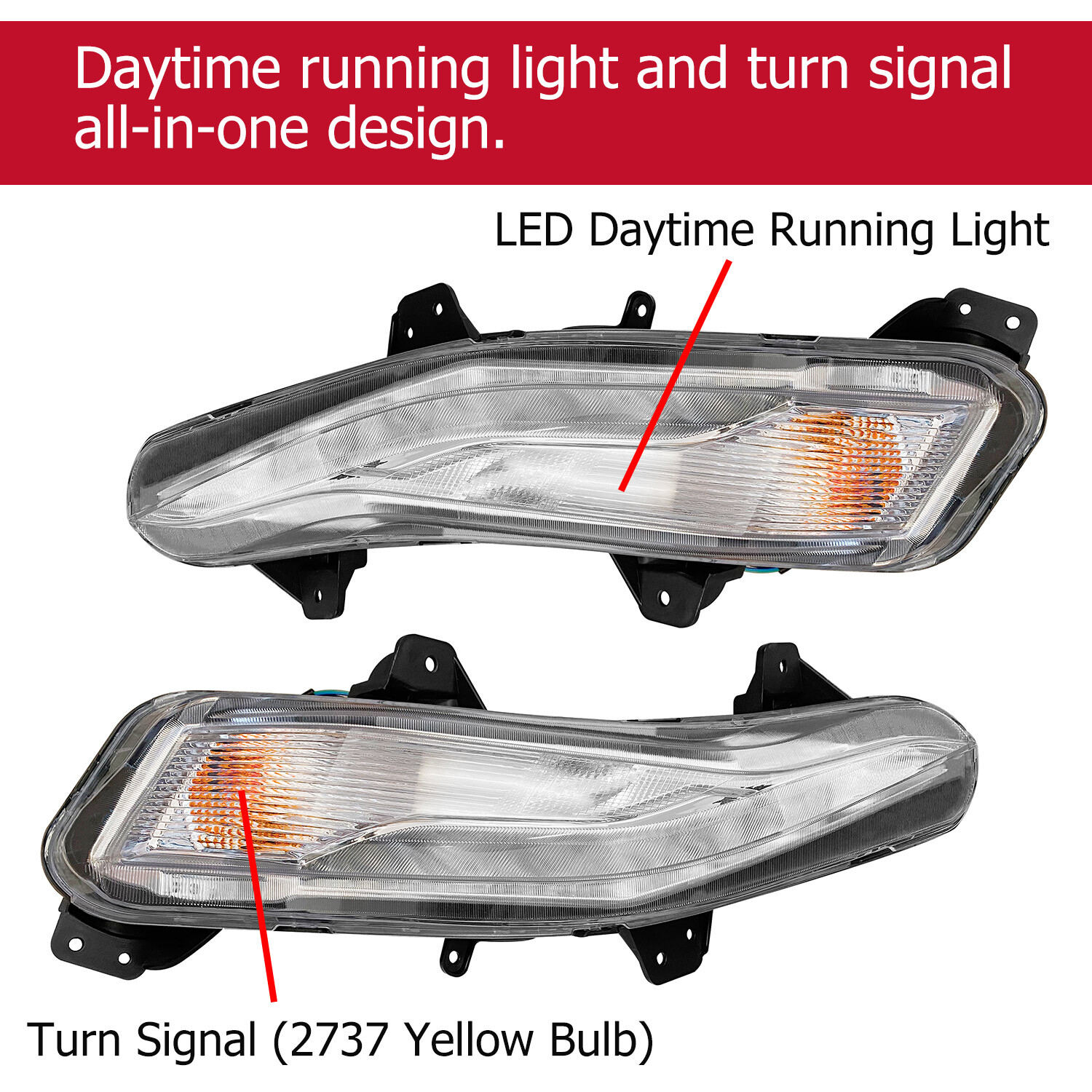 Fog Lights LED Pair Lamp Bar For 19-23 Chevrolet Chevy Malibu LT Turn Signal LED