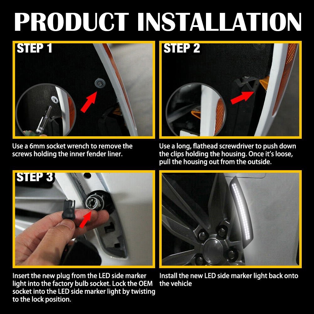 Smoke Full LED Front Fender Signal Lights Side Marker Fit Lancer EVO X Mirage