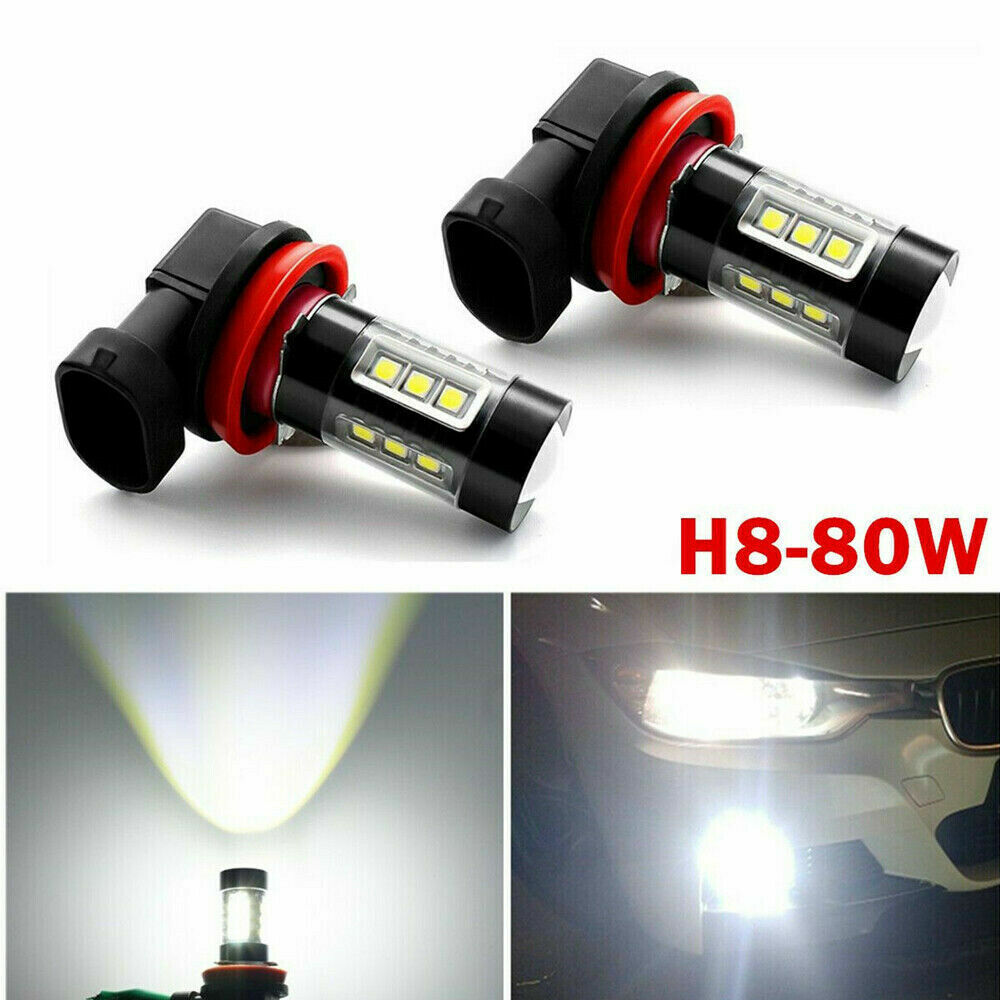 2X H8 H11 COB LED 6000k Super White High Power 160W Fog Light Bulbs Lamp Set