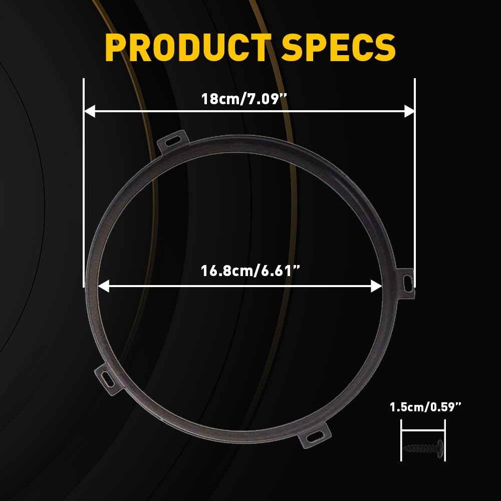 Headlight 7″ Mounting Ring Bracket Black Round for Jeep Wrangler JK JKU 07-18 J