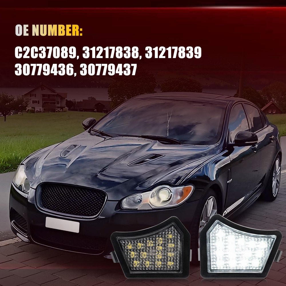 LED 2x Mirror Puddle Side Lights Assembly For Volvo S60 V60 II Jaguar XJ 2010-18