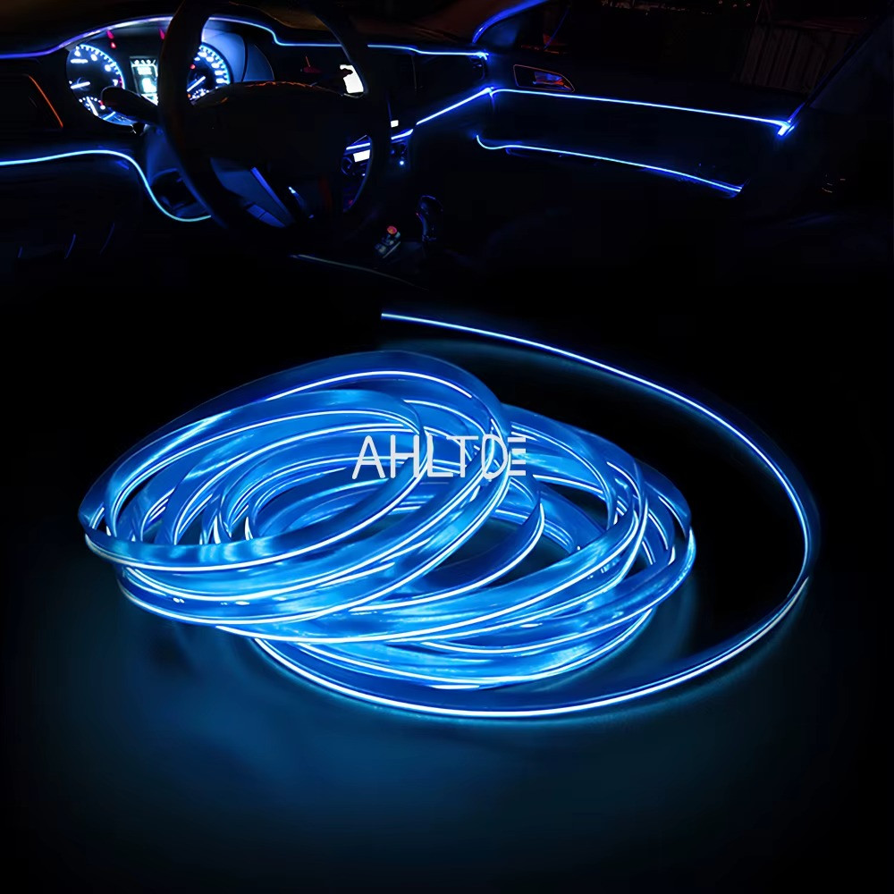 Blue 2M Car Interior LED Neon Strip Ambient Light USB 12V Decorative Lamp Kit