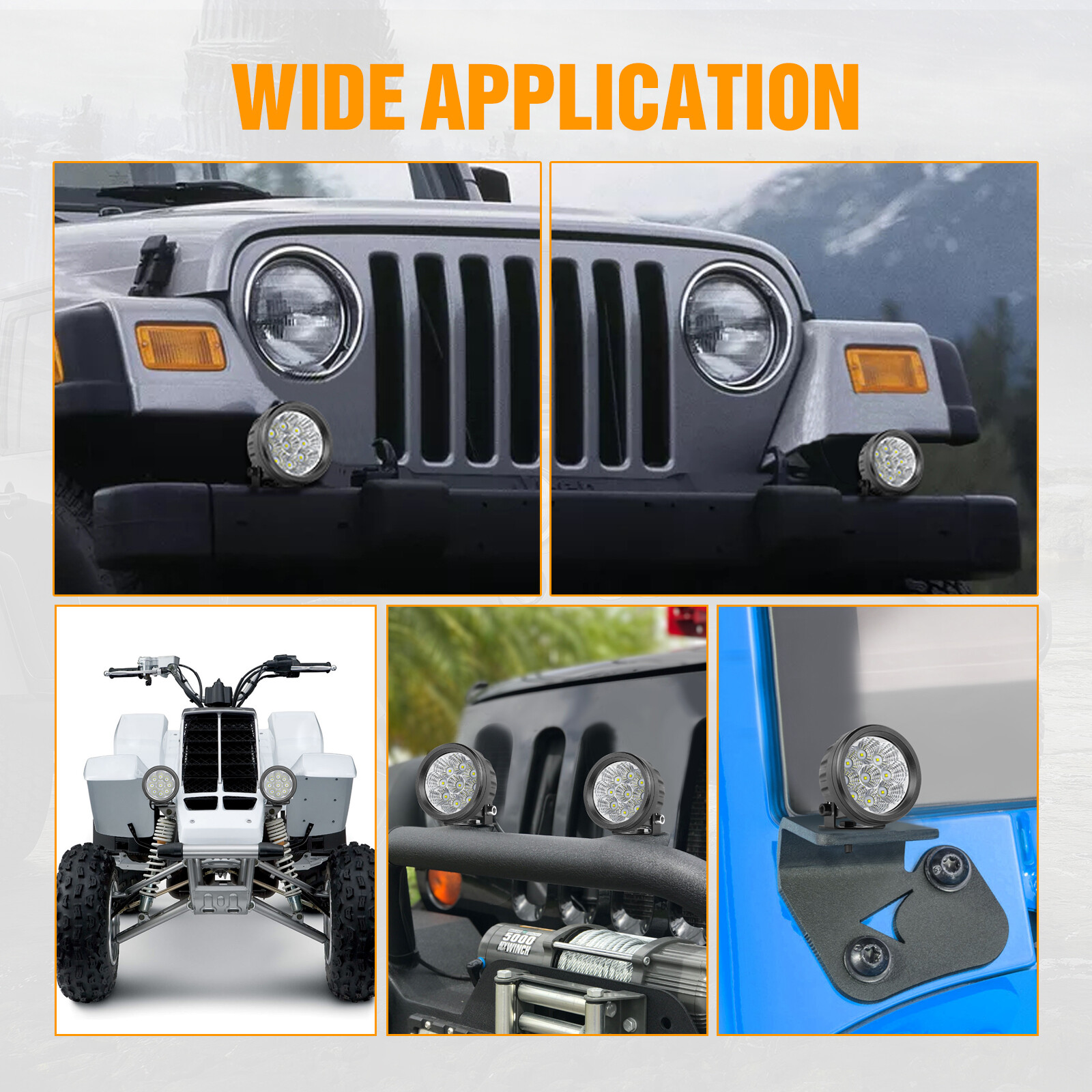 2x 3.5″ 180 W LED Round Driving Spot Lights Work Headlight Pods 4WD UTV Off Road