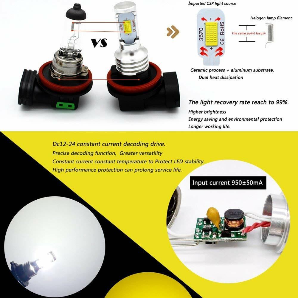 Combo LED Headlight H7+H11+H11 High Low Beam+Fog Light Bulbs 3 Sets 6000K White