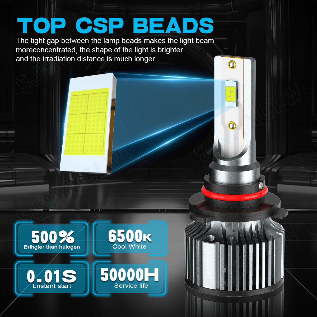 For Mitsubishi Lancer 2008-2015 6X LED Faro Alto/Bajo + Bombillas antiniebla