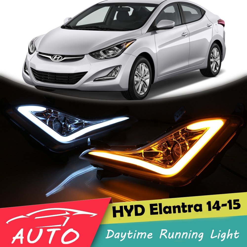 LED DRL Daytime Running Light Fog Day Lamp For Hyundai Elantra 2014 2015 W/ Turn