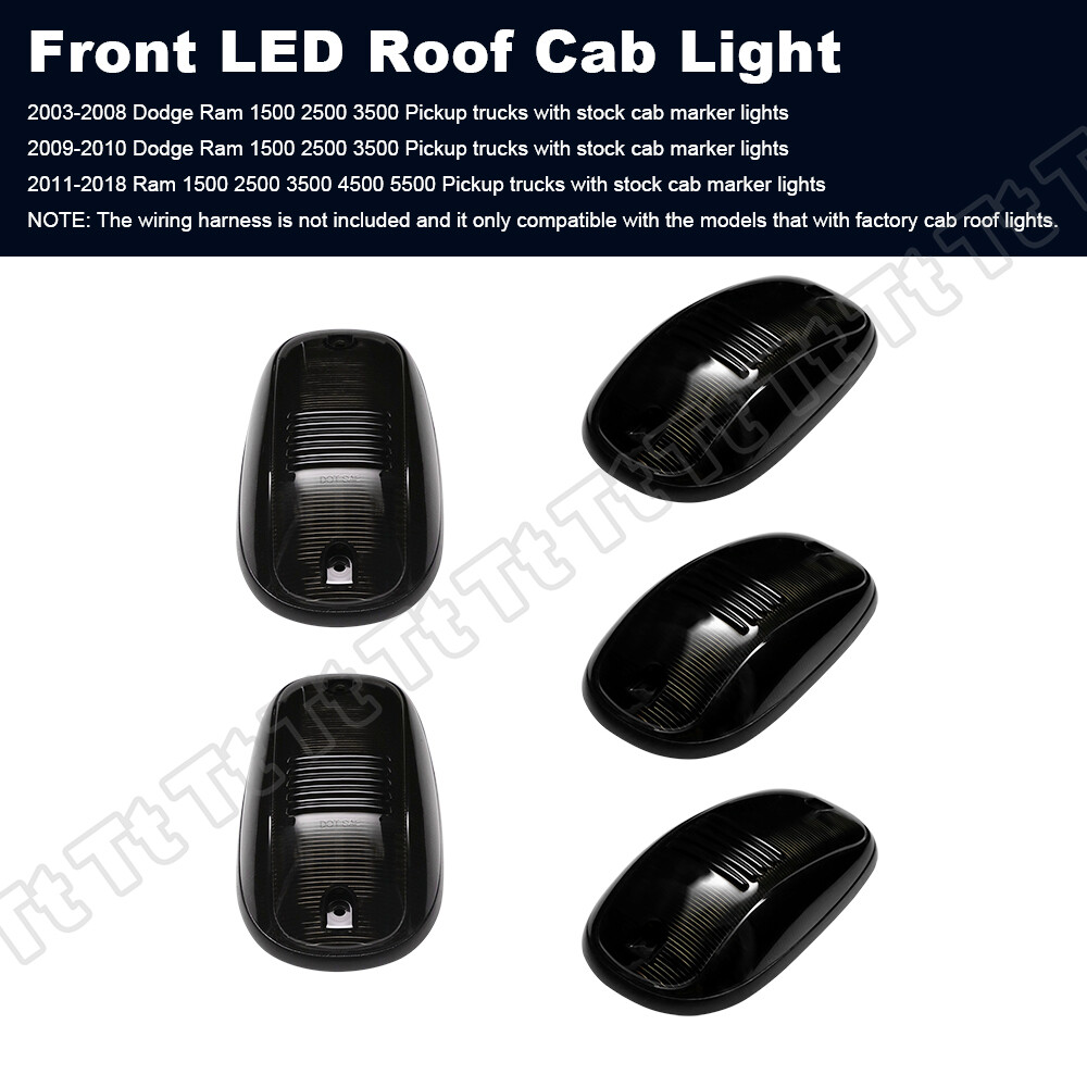 For 03-18 Dodge Ram 1500 2500 3500 Truck LED Cab Roof Marker Running Light Smoke