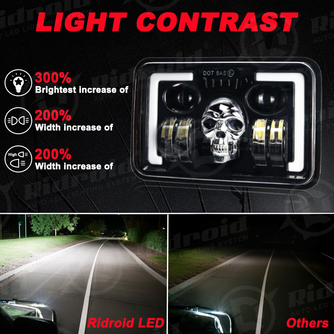 4x 4×6″ LED Headlights RGB For Kenworth T400 T800 W900 Peterbilt 357 359 378 379
