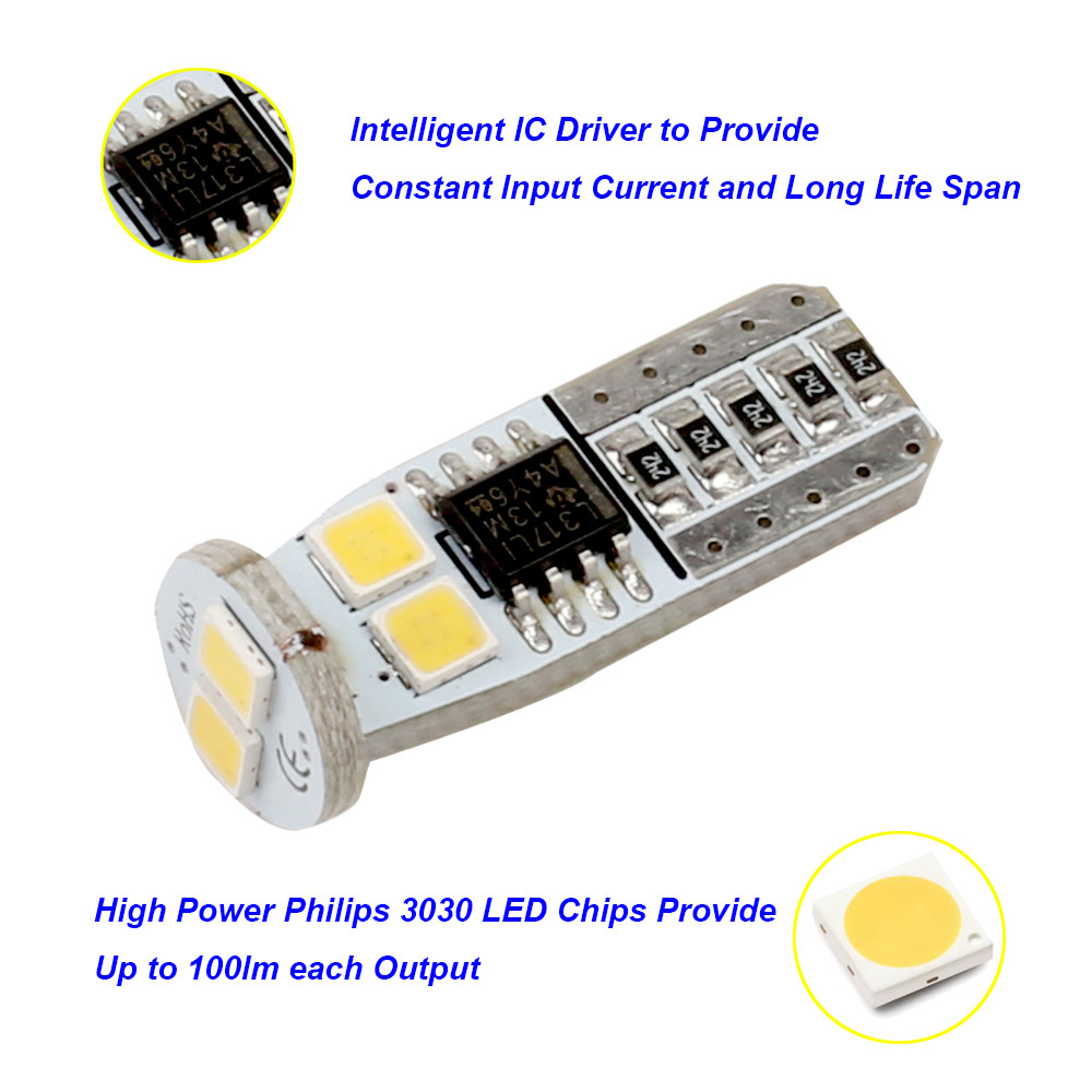 Total 1000LM 6000K White T10 168 194 2825 W5W Tag License Plate Light Bulbs