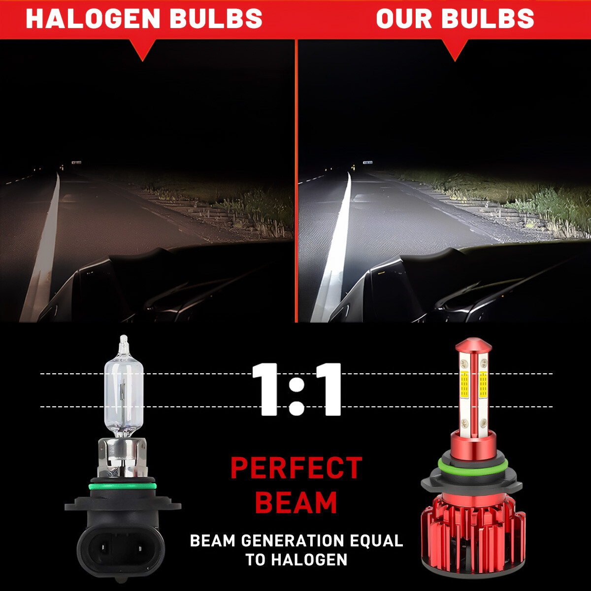 4-Sides 9006 LED Headlight Super Bright Bulbs Kit 330000LM HIGH LOW Beam 6000K