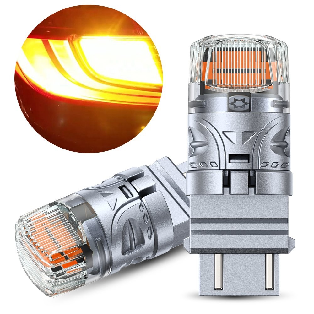 Pair AUXITO 3157 Amber Yellow LED Turn Signal Light Bulb SMD Silver BRS Canbus