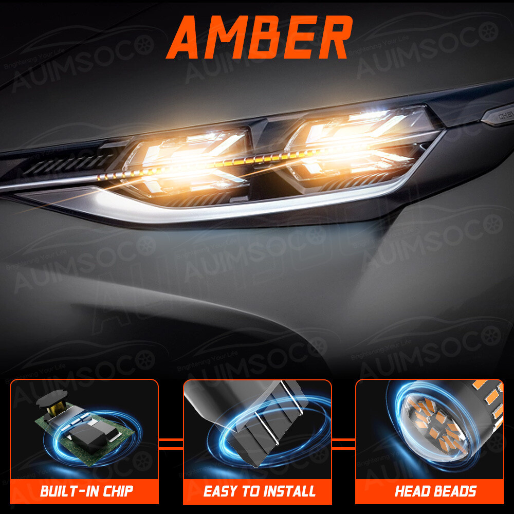 For Ford Explorer 2013-2019 7443 3000K Amber LED Rear Turn Signal Light Blinker