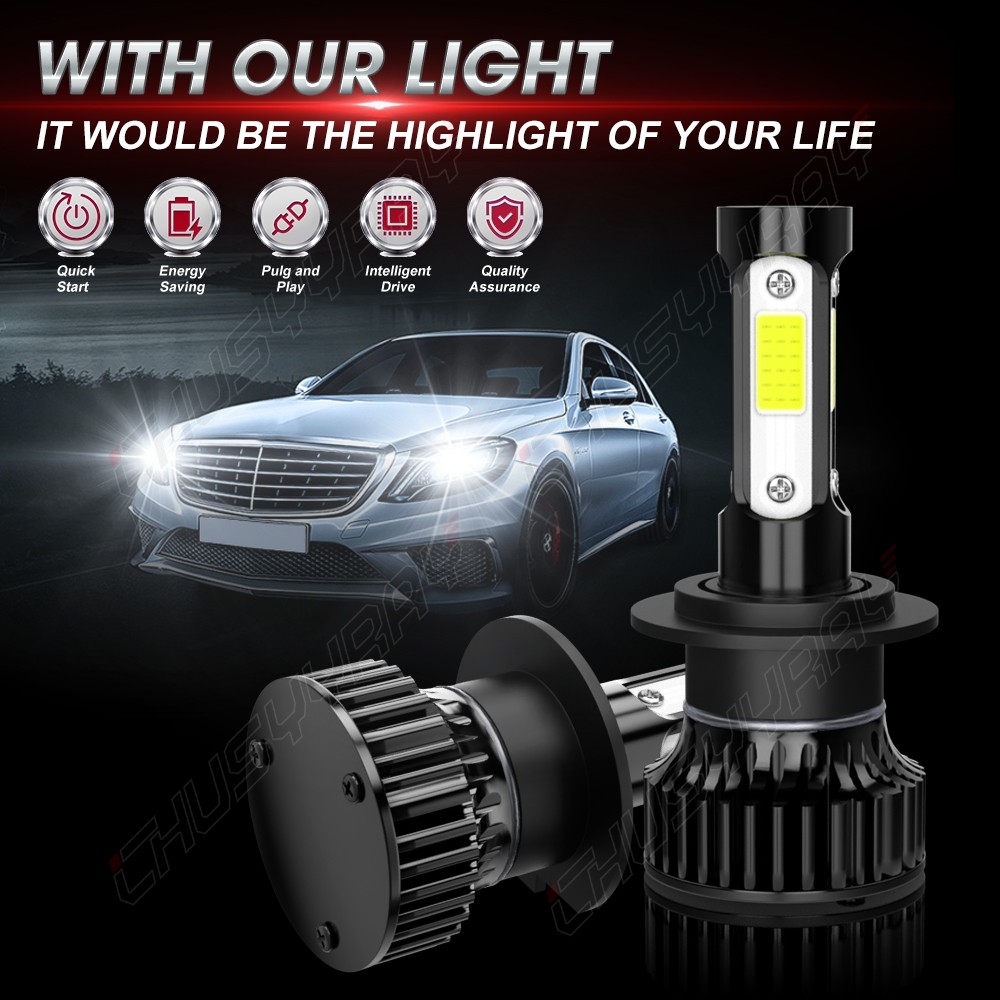 LED Headlight Combo H7+H7+H11 High Low Beam + Fog Light 6x Bulbs Kit 6000K White