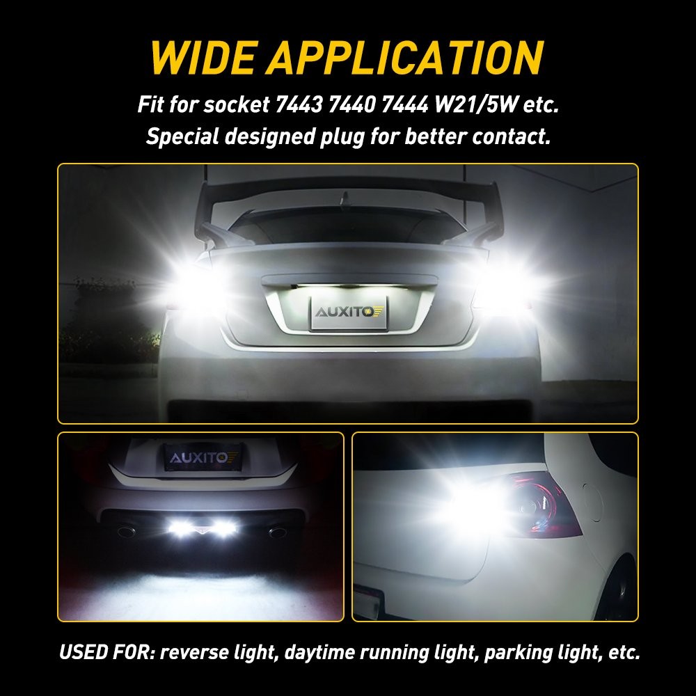 AUXITO 7443 7444 LED Backup Reverse Back Up Light Bulbs Super Bright White 6000K