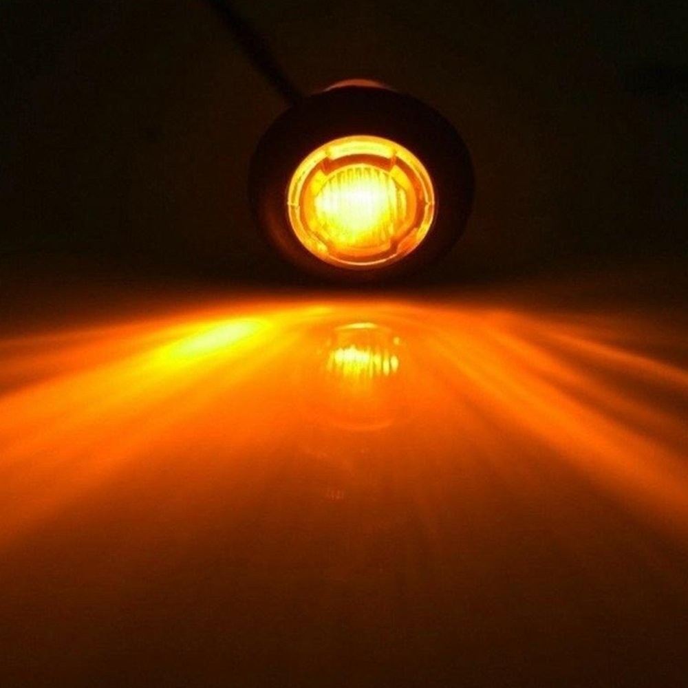 20X Amber Yellow 3/4″ Round 3-LED Side Marker Bullet Light For Trailer Truck EXV