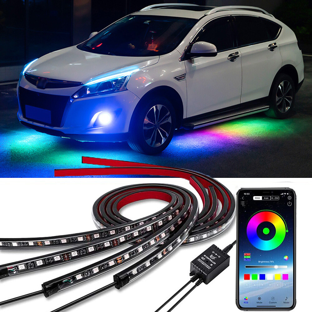 6* Car Underglow Strip Flowing LED RGB Neon Colorful Light For Honda Civic SI
