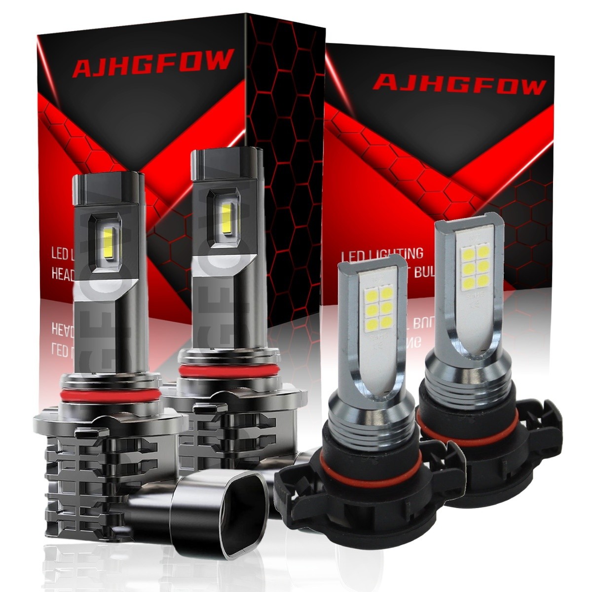 9012 5202 LED Headlight + Fog Light Bulb Combo 6000K for Jeep Cherokee 2014 2015