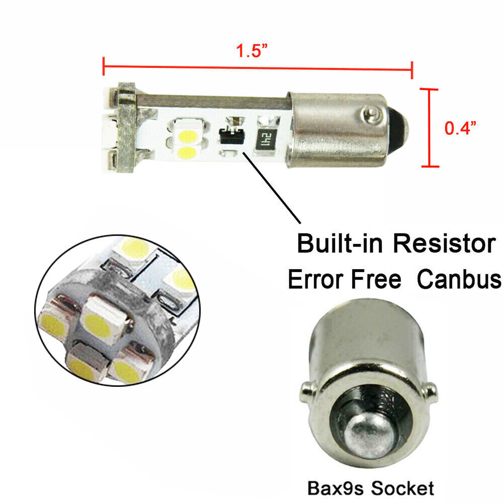 2x BAX9S H6W LED 6000K No Error Parking Light Bulbs For Mercedes Benz W210 Etc