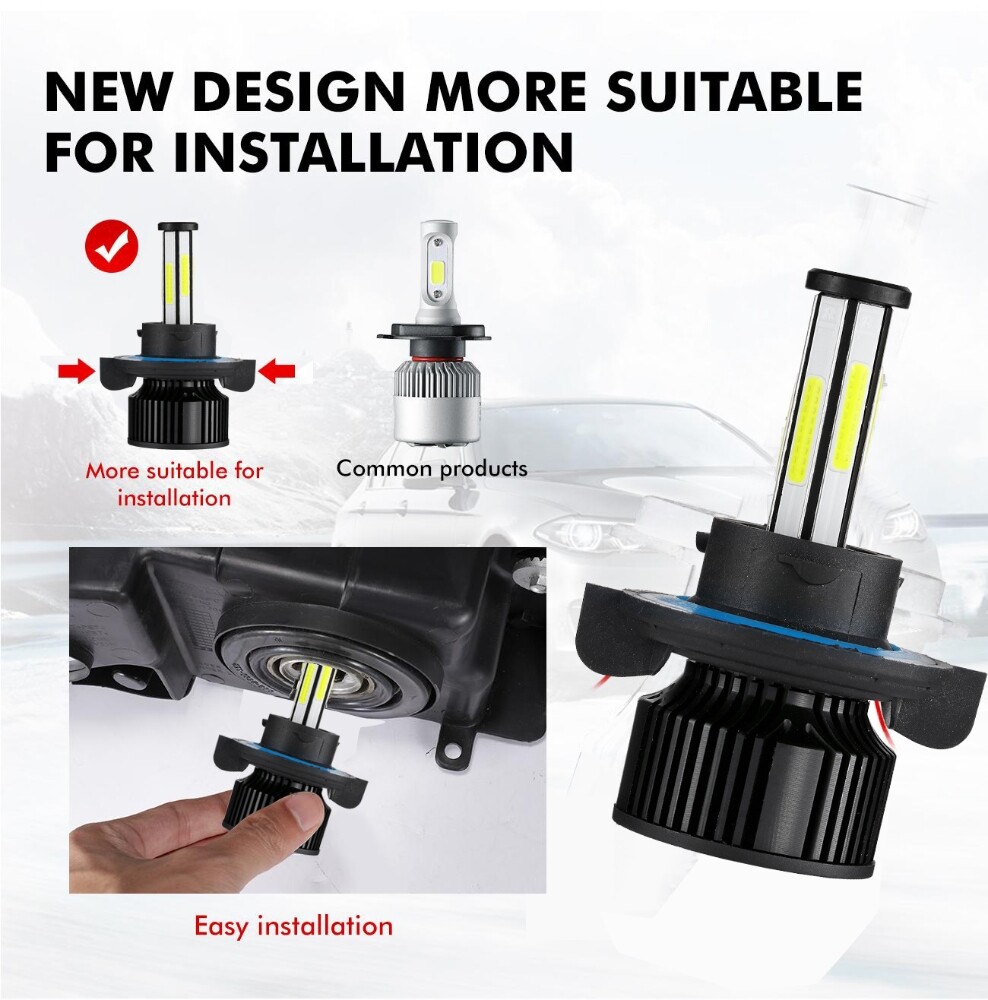6-side 6000K White LED Headlight High Low Beam Fog Light Bulbs Conversion Kit