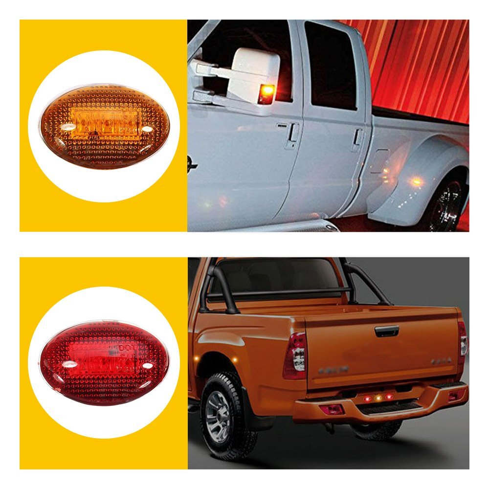 4PCS Amber/Red Side Fender Marker Dually Bed LED Light For 99-10 Ford F350 F450