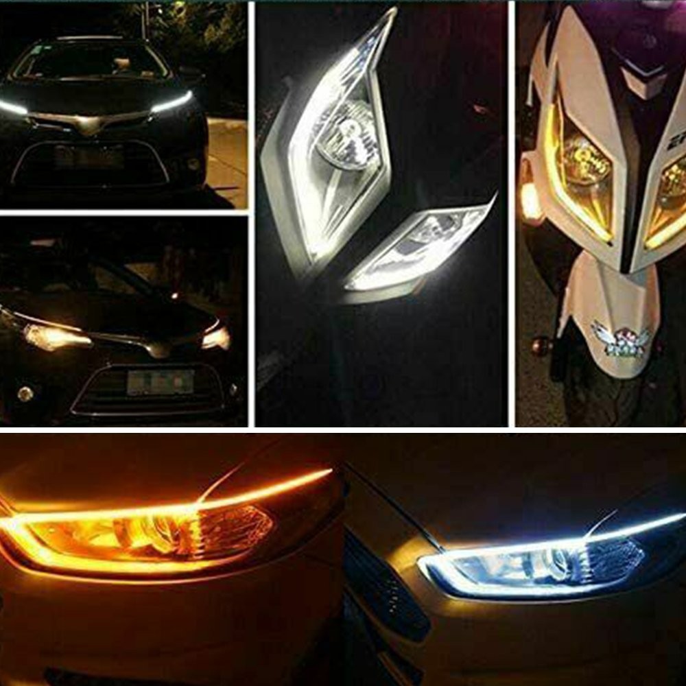 2-20x 60CM LED Daytime Running Light Strip Headlight Angel Eye Lamp Amber White