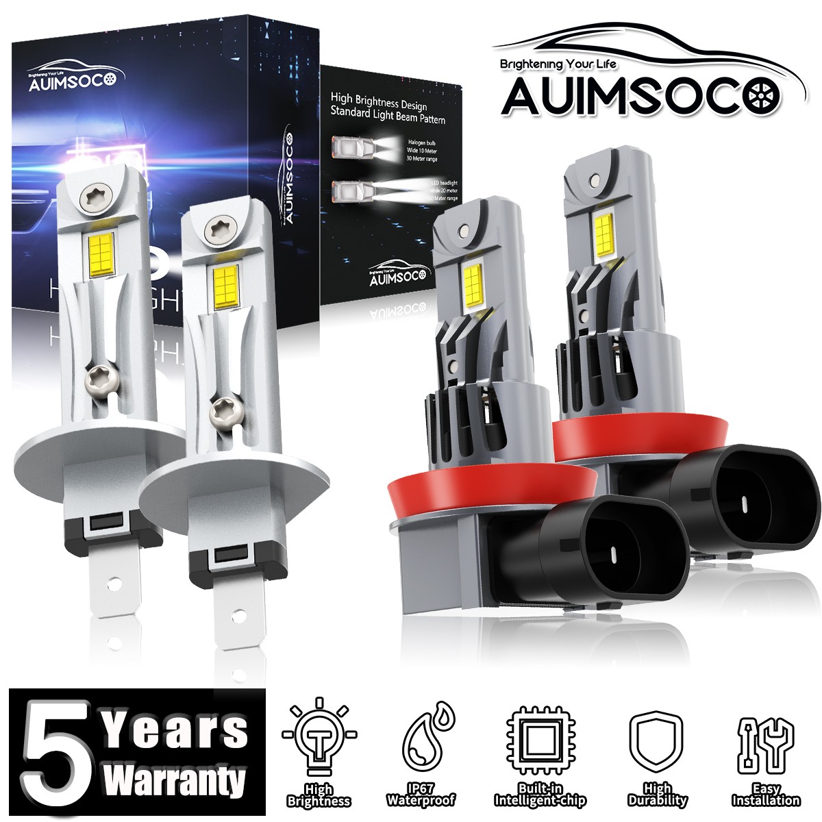 For Hyundai Sonata 2009-2010 LED Headlights Bulbs Cool White Hi/Lo Beam 72000LM