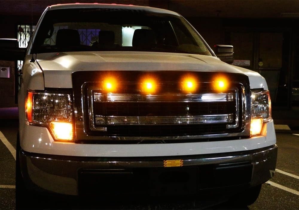 4pc Amber Yellow LED Grille Lighting Kit for Trucks & SUVs – Universal Fit