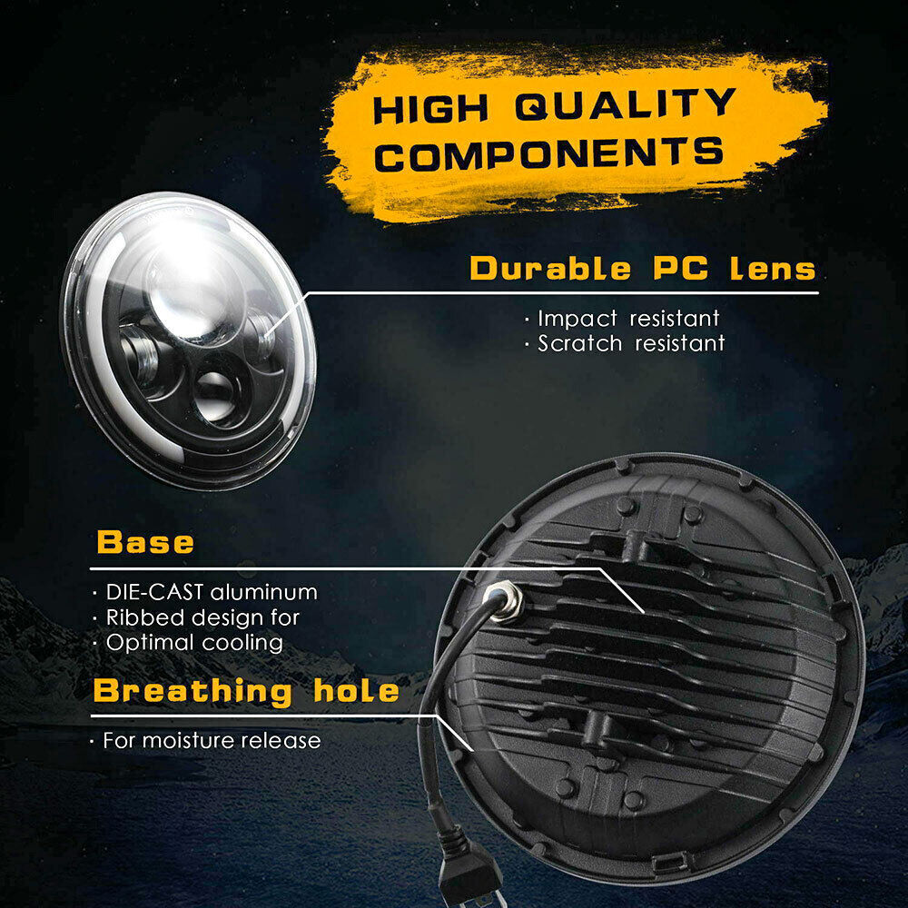4X 5.75″ 5-3/4″ inch Round LED Headlights DRL Angel Eyes DOT Projector Beam
