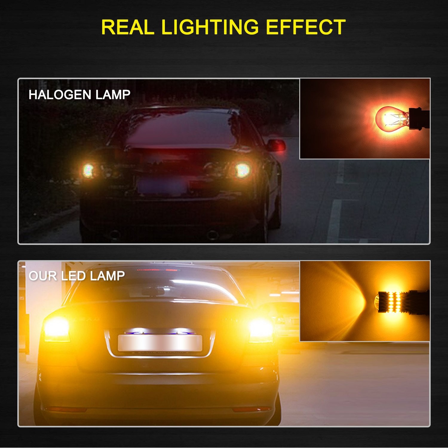 2x 3157A 4157A Amber/Yellow LED Turn Signal Light Bulb & 10x T10 interior light