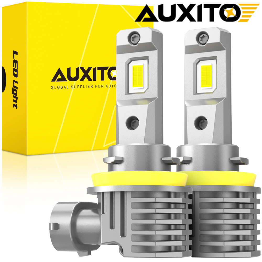 4X AUXITO H11 H9 LED Headlight Bulbs Low Beam Super Bright 6500K White Fanless