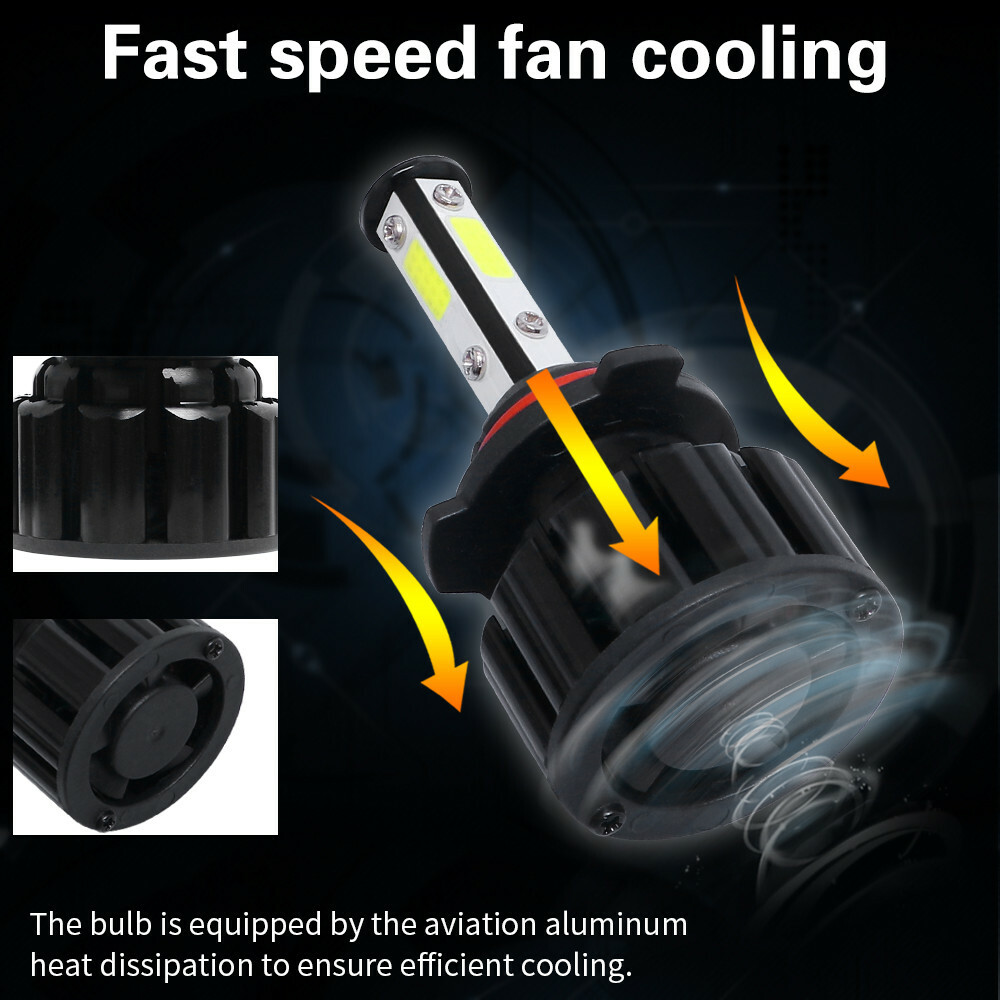 4PCS 9005/HB3 4-Sides LED Headlight Kits High Power Bulbs 6000K 2400W 300000LM