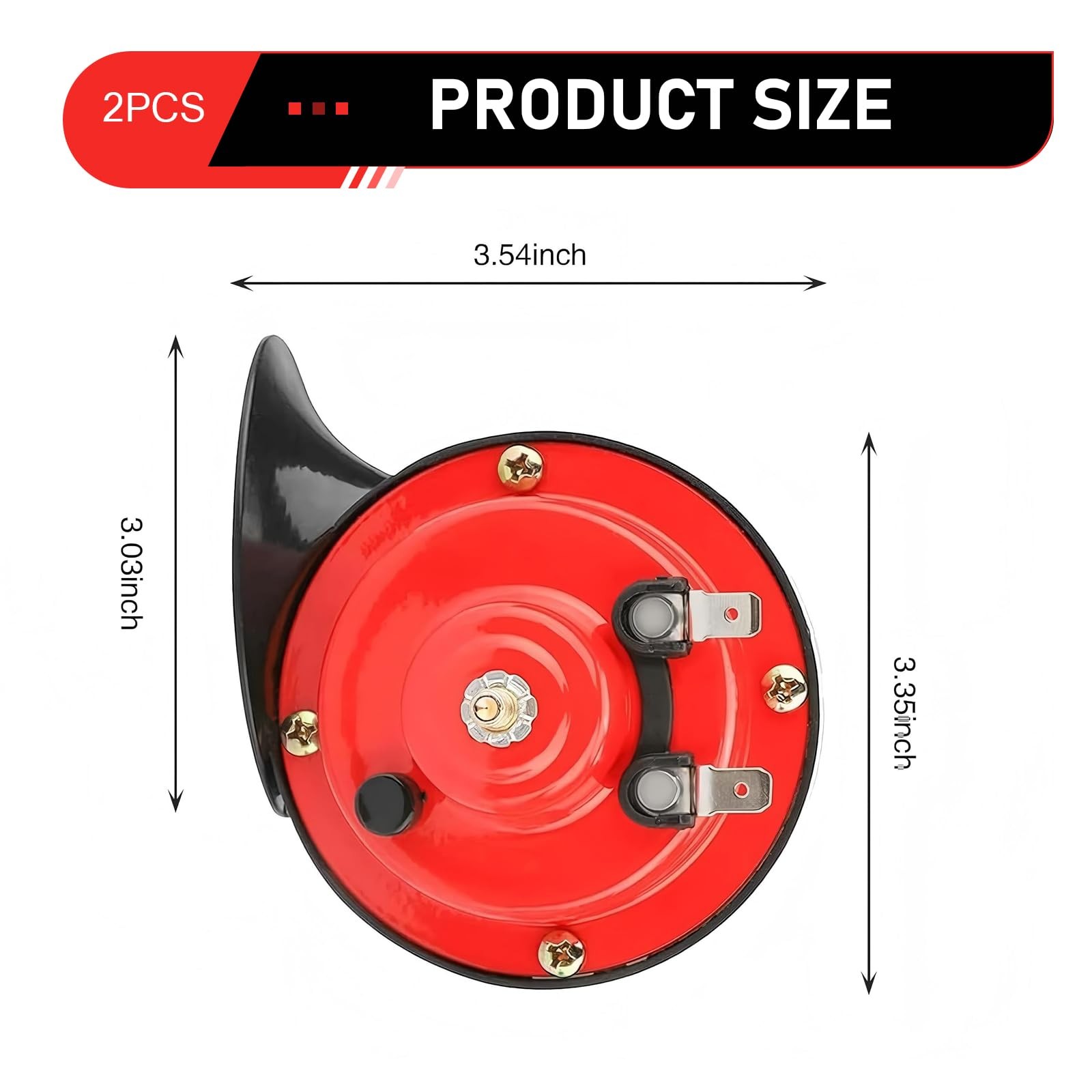 2 PCS 300DB Loud Train Horn 12V Waterproof Air Electric Snail Upgrade Red