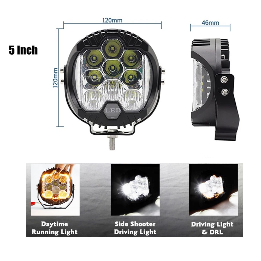 5″ inch Round 720W Led Work Light Pods Offroad Flood Lights Fog ATV UTV Tractor