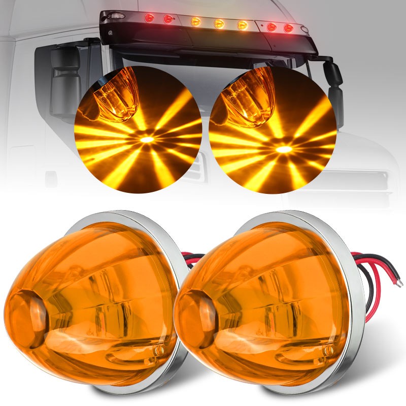 2x LED Watermelon Lights Amber BIG Indicator Truck Trailer RV Side Marker Lamp
