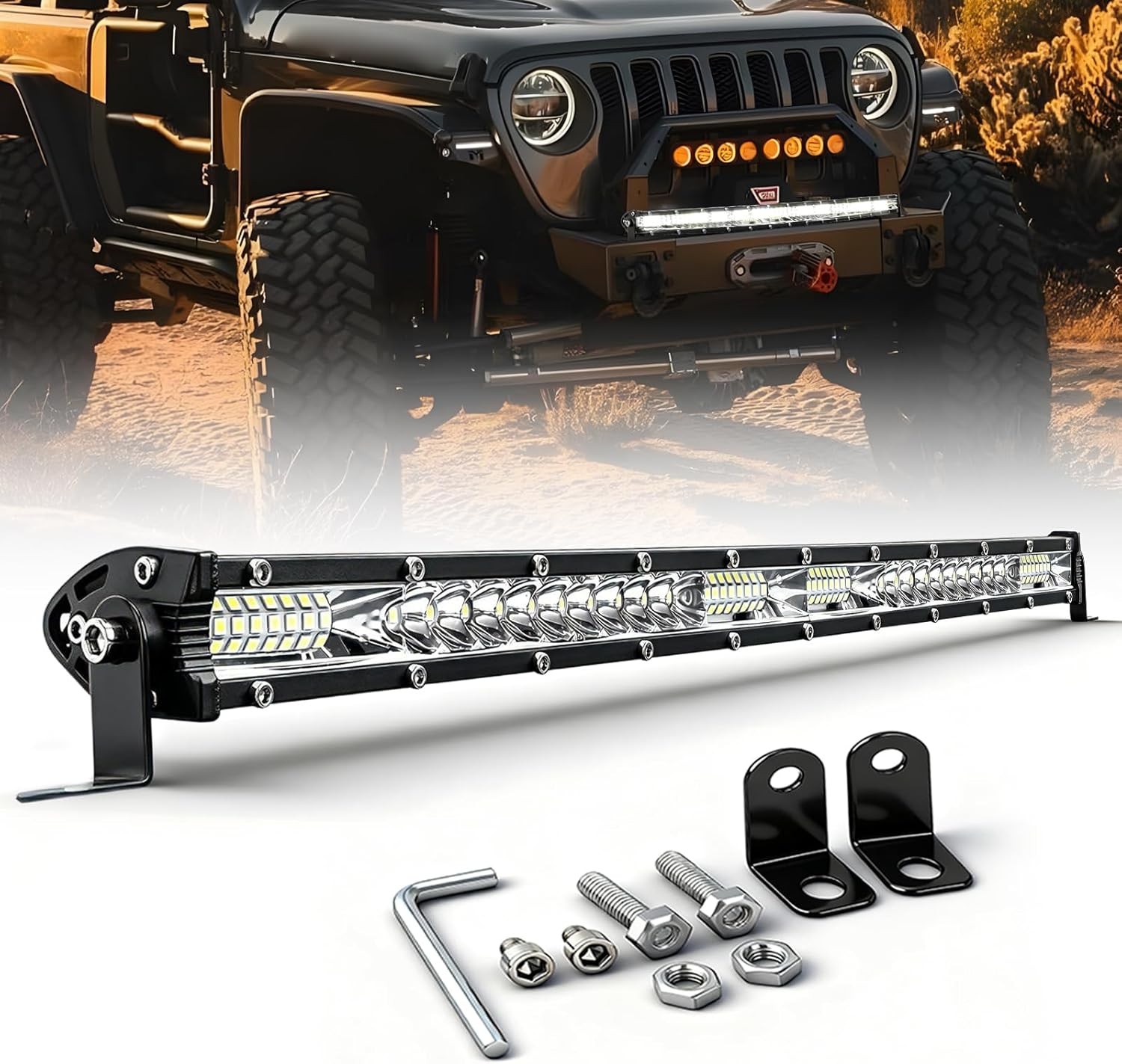 COLIGHT LED Light Bar 20 inch White Off Road Spot & Flood Combo For Trucks SUV