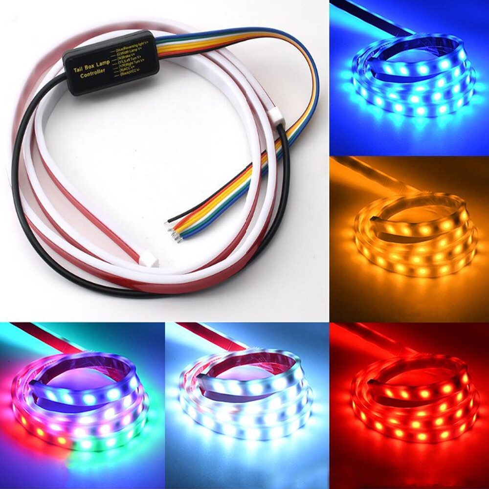 LED RGB Colorful Car Tail Lamp Flow Strip Brake Turn Signal Light Accessories