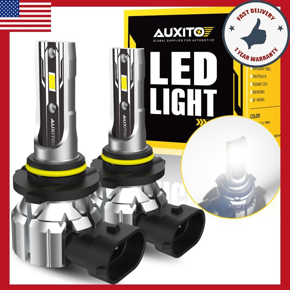 Pair 9006 E2 HB4 Series LED Headlight Bulbs Low Beam Kit White Bright AUXITO EXV