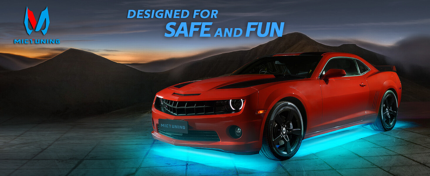 MICTUNING N8 RGBW LED Strip Aluminum Underneath Under Car Neon Lights Wireless