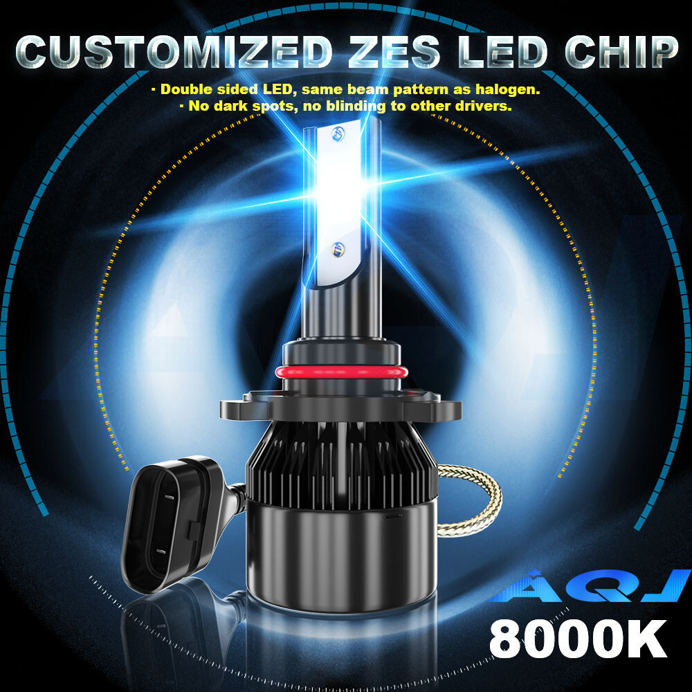 4PCS Mini Combo 9005+H11 LED Headlight Kit High Low Beam Bulbs Ice blue 8000K